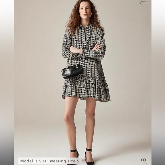 J.Crew Amelia popover shirtdress in chain print L(12/14) - Picture 1 of 5